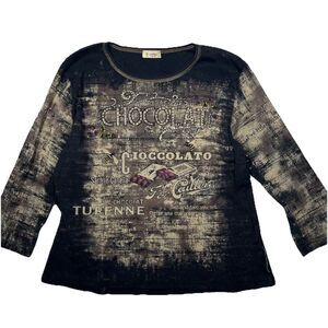 Vintage Chocolate Lover Y2K Boho Artsy Layer Whimsy 3/4 Sleeve Cactus XL